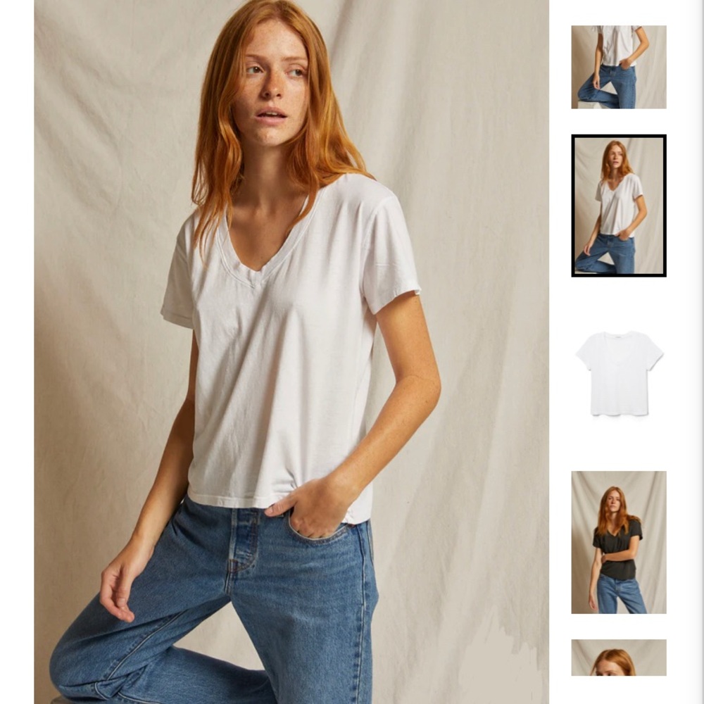 perfectwhitetee alanis recycled cotton v neck tee - Picture 8 of 9